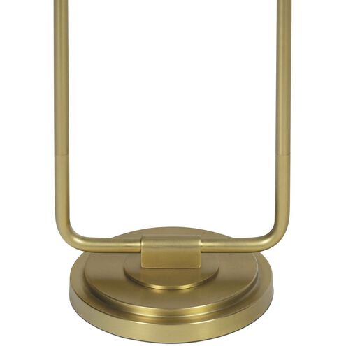 Polly 29.25 inch 60 watt Natural Brass Double Arm Table Lamp Portable Light in White Linen